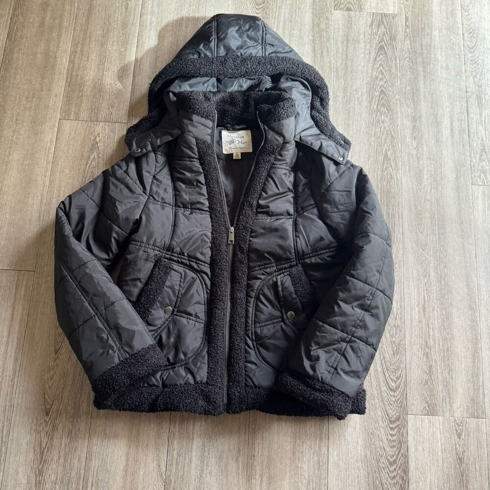 Maralyn & Me Hooded Black Puffer Jacket Quilted Women’s (Junior) Size M - Picture 2 of 16